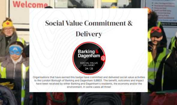 SFSC awarded Social Value award from Barking and Dagenham Council for community impact